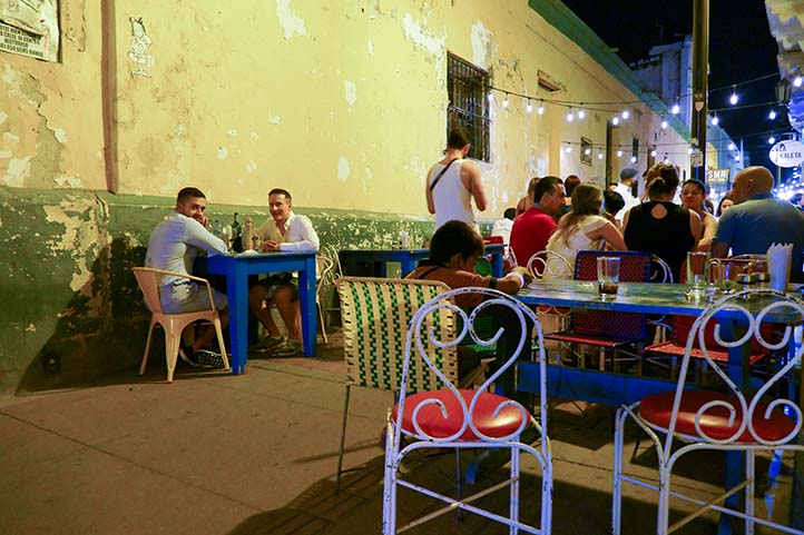 People having nightlife in the streets of Santa Marta