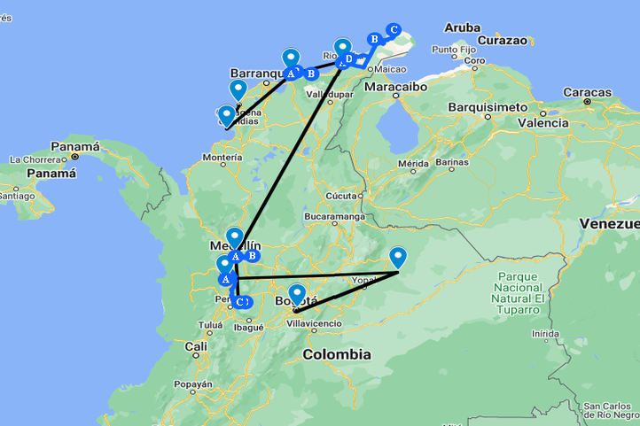 Kolumbien Reiseplan.