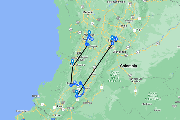 Mapa de Viaje Colombia