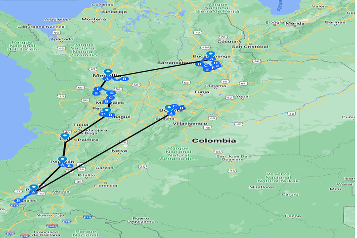 Mapa de Viaje Colombia