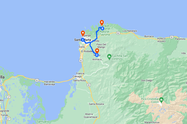 Mapa de Viaje Santa Marta