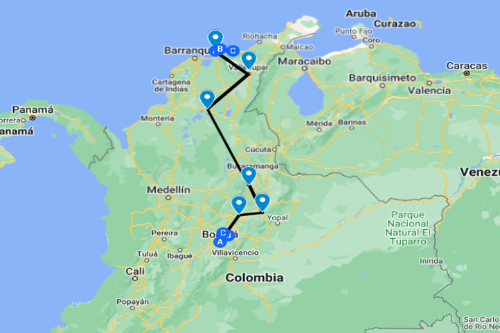 Colombia Travel Map