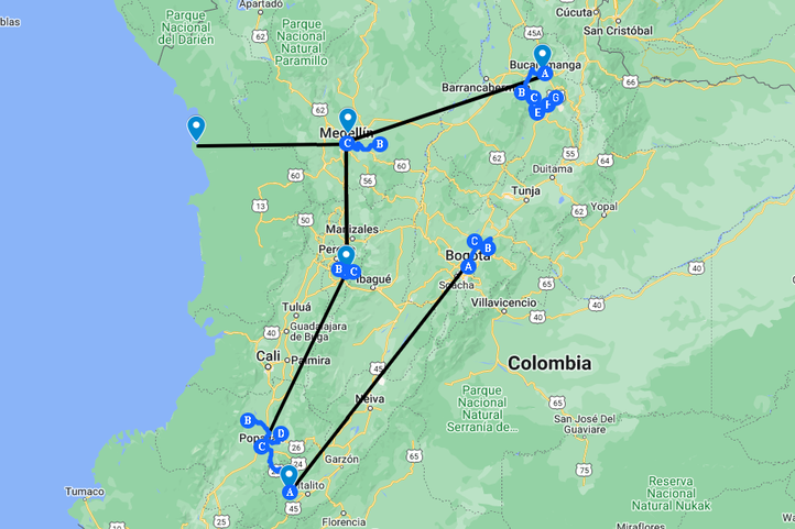 Colombia Travel Map
