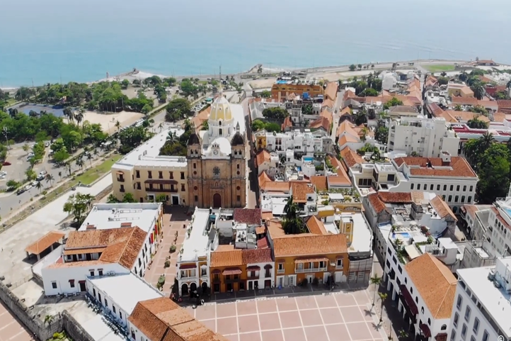 Cartagena old town drone view