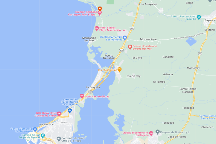Cartagena Golf trip Itinerary Map for 1 day