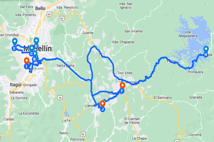Reiseplan für die Golfreise in Medellin für 9 Tage