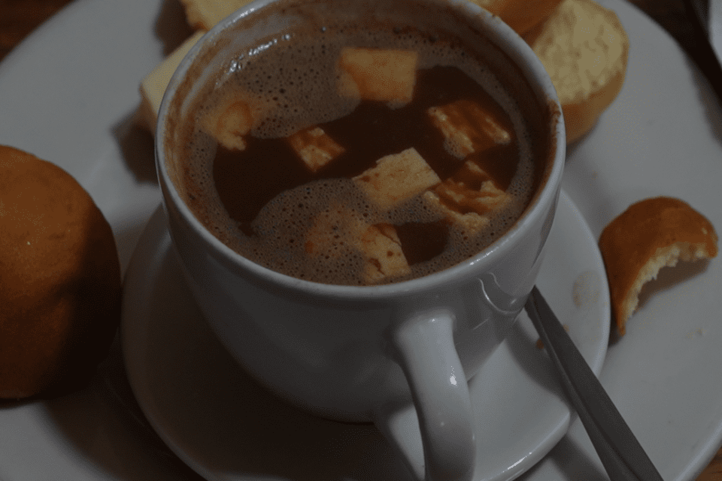 Colombian hot chocolate with Cheese.
