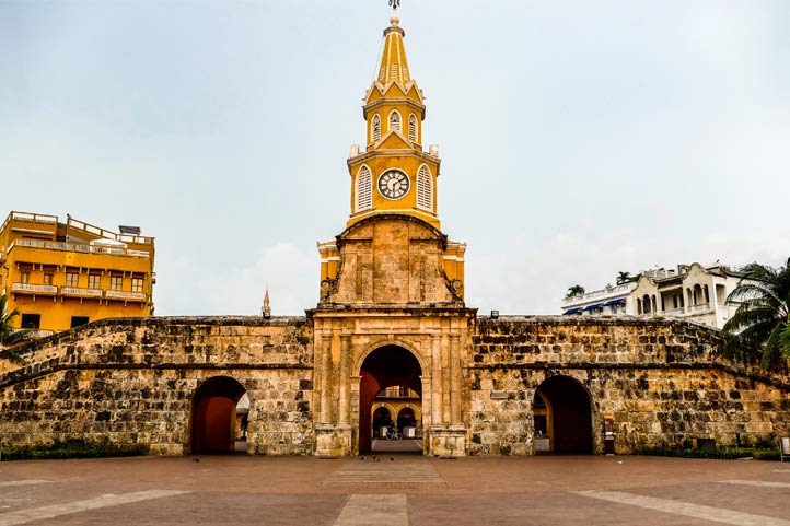 Clock tower Monument in historical center of Cartagena Colombia