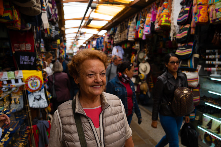 Woman looking handicrafts in Monserrate Bogotá