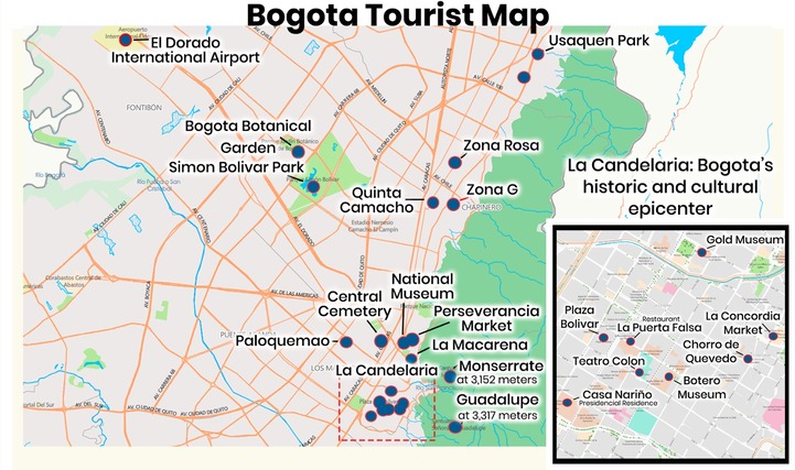 Bogota tourist attractions map