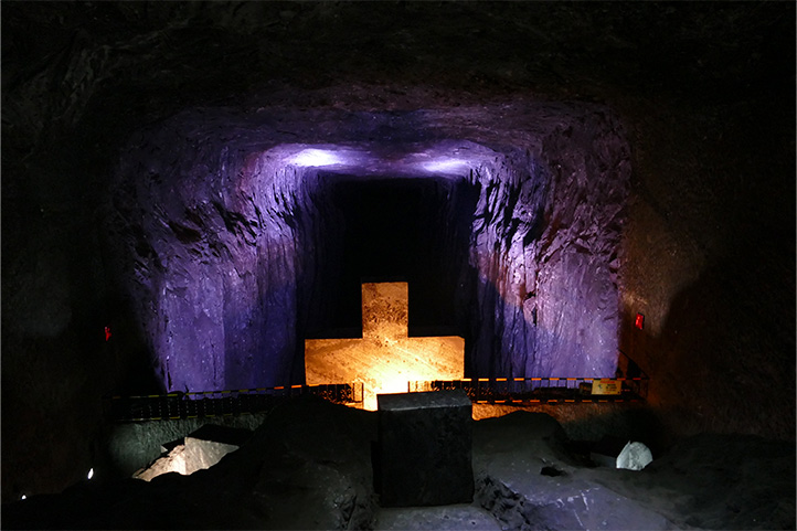 Cross in salt in the Zipaquirá mine near Bogotá