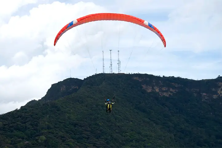 Paragliding between mountains in San Gil Santander Colombia